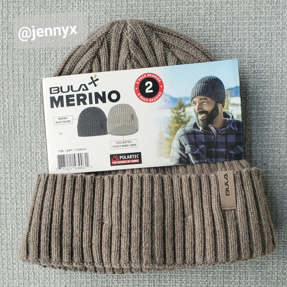 NEW Bula 2 Pack Merino Wool Beanies - Picture 5 of 8